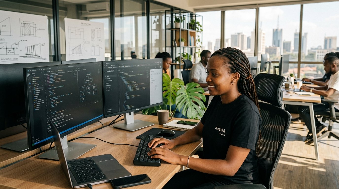 XwebA Team Member working at Nairobi Studio